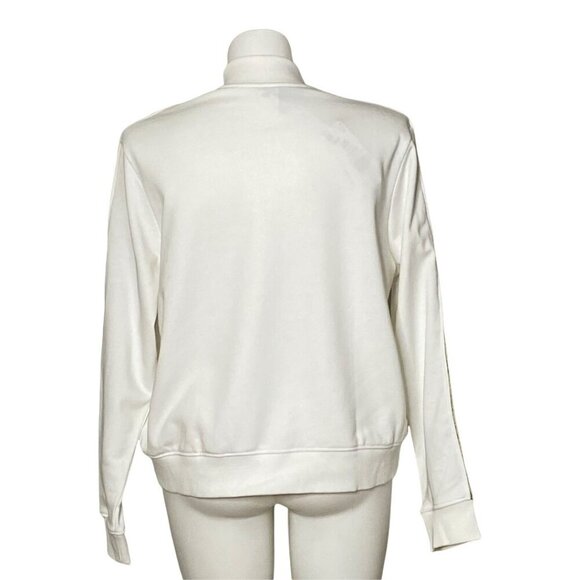 Adidas NWT White Half-Zip Sweatshirt Neon Yellow Logo Stripe Sleeves Women's 2XL - Picture 6 of 11